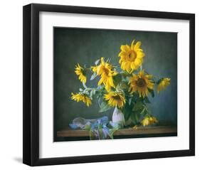 Sunflowers & Shawl Still Life-null-Framed Art Print