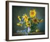 Sunflowers & Shawl Still Life-null-Framed Art Print