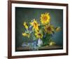 Sunflowers & Shawl Still Life-null-Framed Art Print