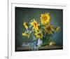 Sunflowers & Shawl Still Life-null-Framed Art Print