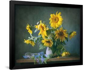 Sunflowers & Shawl Still Life-null-Framed Art Print