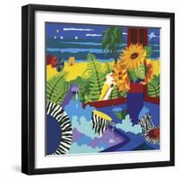 Sunflowers With Beach View-Cindy Wider-Framed Giclee Print