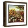 Sunflowers With Fruit And Wine I-null-Framed Art Print