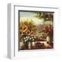 Sunflowers With Fruit And Wine I-null-Framed Art Print