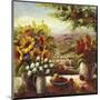 Sunflowers With Fruit And Wine I-null-Mounted Art Print