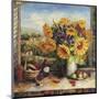 Sunflowers With Fruit And Wine II-null-Mounted Art Print