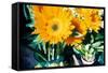 Sunflowers With Paint Effect-null-Framed Stretched Canvas