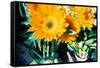 Sunflowers With Paint Effect-null-Framed Stretched Canvas