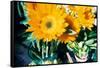 Sunflowers With Paint Effect-null-Framed Stretched Canvas