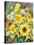 Sunflowers with Wild Flowers-Joanne Porter-Stretched Canvas