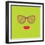 Sunglasses and Lips. Vector Illustration. Print for Your T-Shirts. Hipster Theme.-AnnaKukhmar-Framed Art Print