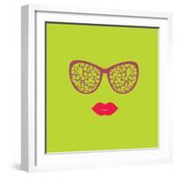 Sunglasses and Lips. Vector Illustration. Print for Your T-Shirts. Hipster Theme.-AnnaKukhmar-Framed Art Print