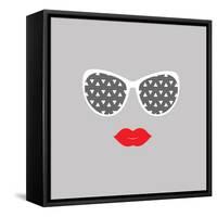 Sunglasses and Lips. Vector Illustration. Print for Your T-Shirts.-AnnaKukhmar-Framed Stretched Canvas
