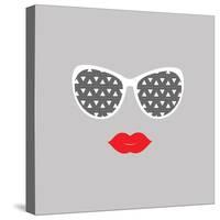 Sunglasses and Lips. Vector Illustration. Print for Your T-Shirts.-AnnaKukhmar-Stretched Canvas