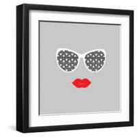 Sunglasses and Lips. Vector Illustration. Print for Your T-Shirts.-AnnaKukhmar-Framed Art Print