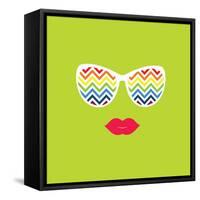 Sunglasses and Lips. Vector Illustration. Print for Your T-Shirts.-AnnaKukhmar-Framed Stretched Canvas