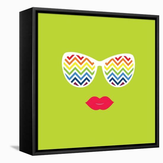 Sunglasses and Lips. Vector Illustration. Print for Your T-Shirts.-AnnaKukhmar-Framed Stretched Canvas