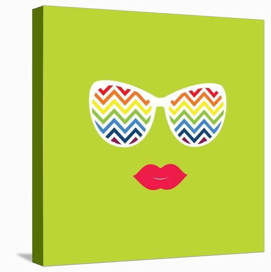 Sunglasses and Lips. Vector Illustration. Print for Your T-Shirts.-AnnaKukhmar-Stretched Canvas