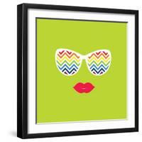 Sunglasses and Lips. Vector Illustration. Print for Your T-Shirts.-AnnaKukhmar-Framed Art Print