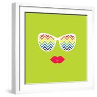 Sunglasses and Lips. Vector Illustration. Print for Your T-Shirts.-AnnaKukhmar-Framed Art Print