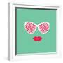 Sunglasses and Lips.  Vector Illustration.-AnnaKukhmar-Framed Art Print