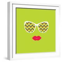 Sunglasses and Lips. Vector Illustration.-AnnaKukhmar-Framed Art Print