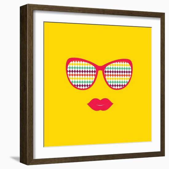 Sunglasses and Lips. Vector. Print for Your T-Shirts.-AnnaKukhmar-Framed Art Print