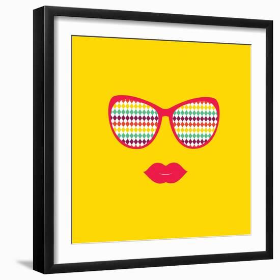 Sunglasses and Lips. Vector. Print for Your T-Shirts.-AnnaKukhmar-Framed Art Print