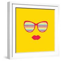 Sunglasses and Lips. Vector. Print for Your T-Shirts.-AnnaKukhmar-Framed Art Print