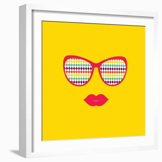 Sunglasses and Lips. Vector. Print for Your T-Shirts.-AnnaKukhmar-Framed Art Print