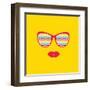 Sunglasses and Lips. Vector. Print for Your T-Shirts.-AnnaKukhmar-Framed Art Print