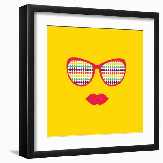 Sunglasses and Lips. Vector. Print for Your T-Shirts.-AnnaKukhmar-Framed Art Print