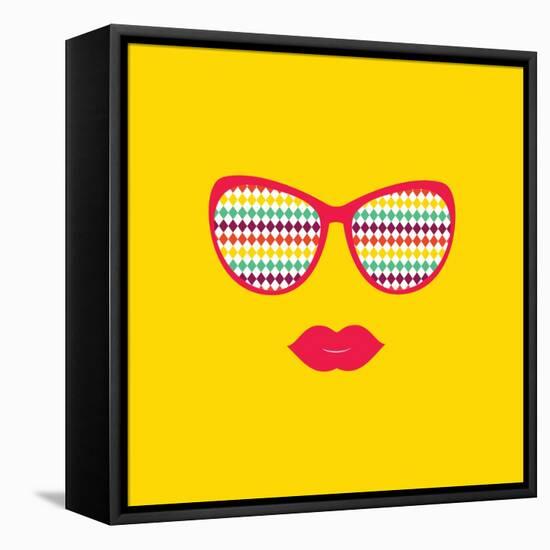 Sunglasses and Lips. Vector. Print for Your T-Shirts.-AnnaKukhmar-Framed Stretched Canvas