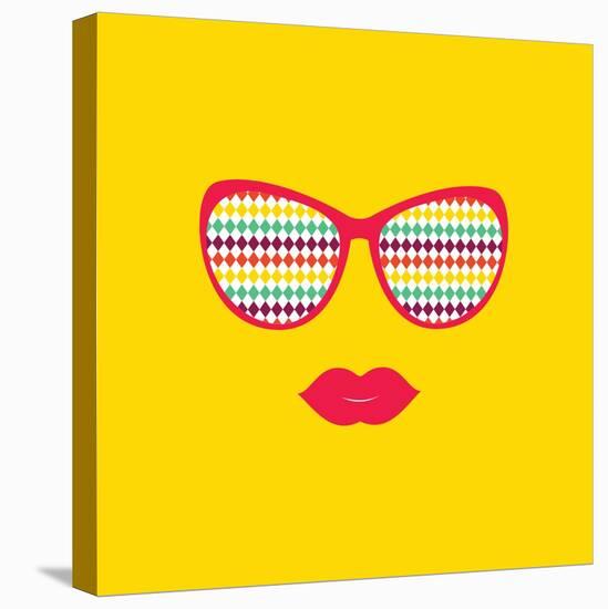 Sunglasses and Lips. Vector. Print for Your T-Shirts.-AnnaKukhmar-Stretched Canvas