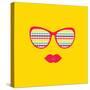 Sunglasses and Lips. Vector. Print for Your T-Shirts.-AnnaKukhmar-Stretched Canvas