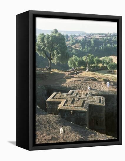 Sunken, Rock-Hewn Christian Church, in Rural Landscape, Unesco World Heritage Site, Ethiopia-Upperhall Ltd-Framed Stretched Canvas