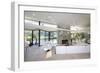 Sunken Seating Area and Exposed Stone Fireplace in Spacious Living Room with View-Nosnibor137-Framed Photographic Print