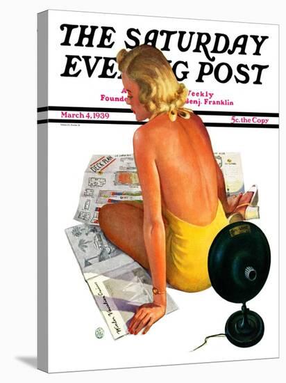 "Sunlamp," Saturday Evening Post Cover, March 4, 1939-Robert P. Archer-Stretched Canvas