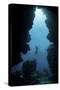 Sunlight Descends Underwater and into a Crevice on Palau's Barrier Reef-Stocktrek Images-Stretched Canvas