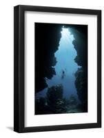 Sunlight Descends Underwater and into a Crevice on Palau's Barrier Reef-Stocktrek Images-Framed Photographic Print