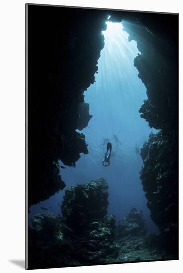 Sunlight Descends Underwater and into a Crevice on Palau's Barrier Reef-Stocktrek Images-Mounted Photographic Print