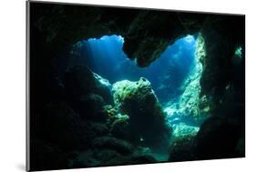 Sunlight Enters Underwater Cave like a Spotlight-Rich Carey-Mounted Photographic Print