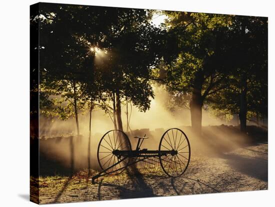 Sunlight Falling on Antique Hay Raker, Northeast Kingdom, Vermont-Walter Bibikow-Stretched Canvas