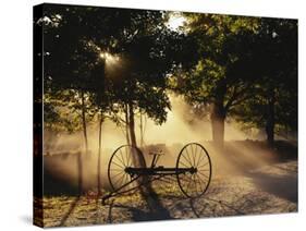 Sunlight Falling on Antique Hay Raker, Northeast Kingdom, Vermont-Walter Bibikow-Stretched Canvas