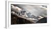 Sunlight falling on snow covered mountains, Nilgiri Mountain, Mustang District, Gandaki Pradesh...-Panoramic Images-Framed Photographic Print