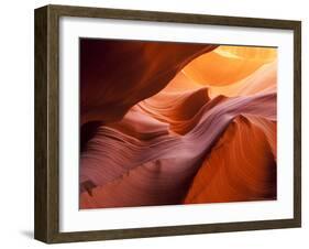 Sunlight Filters Down Carved Red Sandstone Walls of Lower Antelope Canyon, Page, Arizona, Usa-Paul Souders-Framed Photographic Print