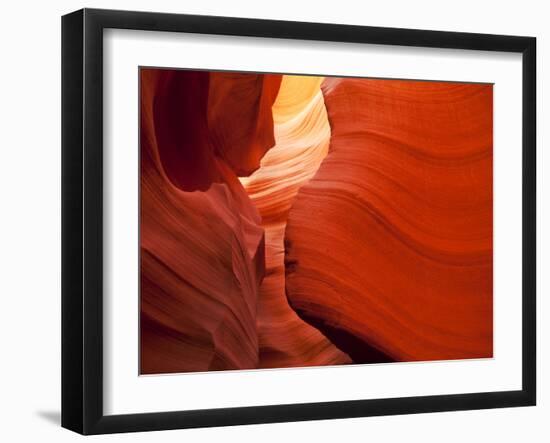 Sunlight Filters Down Carved Red Sandstone Walls of Lower Antelope Canyon, Page, Arizona, Usa-Paul Souders-Framed Photographic Print