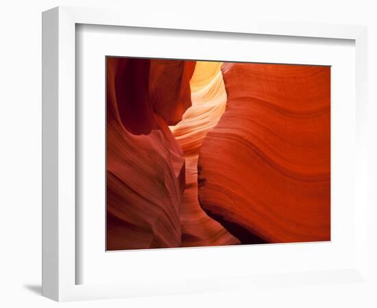 Sunlight Filters Down Carved Red Sandstone Walls of Lower Antelope Canyon, Page, Arizona, Usa-Paul Souders-Framed Photographic Print