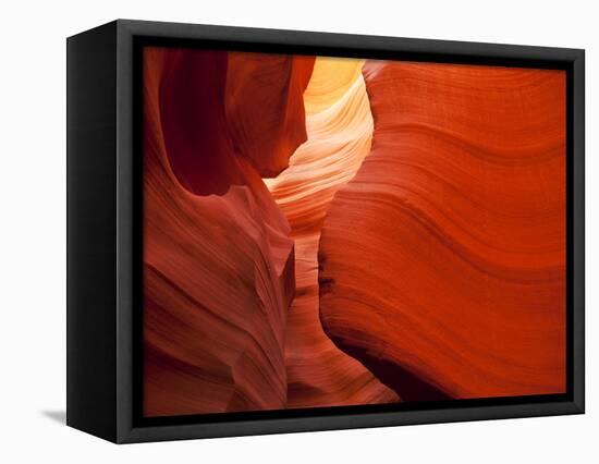Sunlight Filters Down Carved Red Sandstone Walls of Lower Antelope Canyon, Page, Arizona, Usa-Paul Souders-Framed Stretched Canvas
