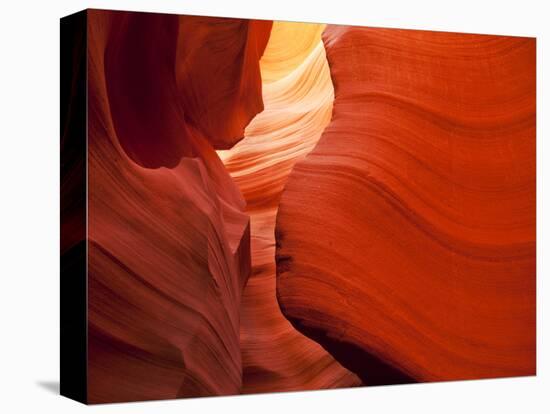 Sunlight Filters Down Carved Red Sandstone Walls of Lower Antelope Canyon, Page, Arizona, Usa-Paul Souders-Stretched Canvas